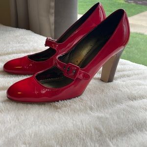 Made in Italy ruby red patent leather J. Crew heels